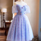 Beauty Homecoming Dress Off Shoulder Appliques Sequins Short Prom Dress Birthday Party Outfits Cocktail Dress  D6030
