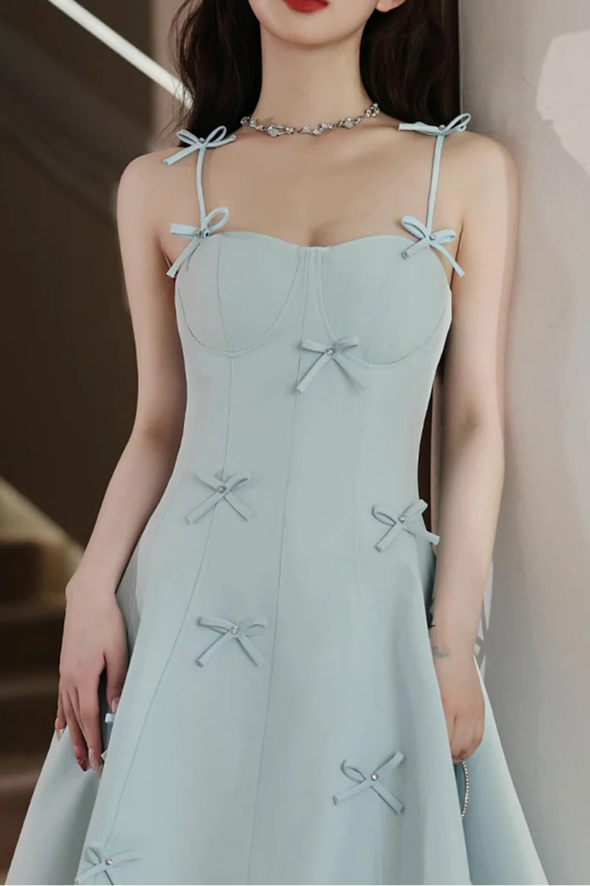 Cute Homecoming Dress Spaghetti Straps Bowknot Short Prom Dress Back to School Outfits Party Dress  D6020