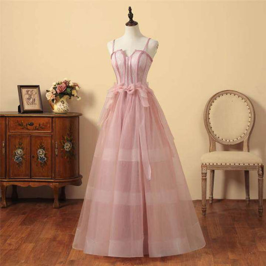 Elegant Blush Pink Tulle Long Formal Dress  M902