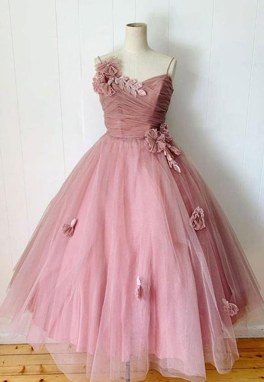 Pink tulle short prom dress homecoming dress  M245