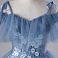 Blue tulle lace long ball gown dress formal dress M2131