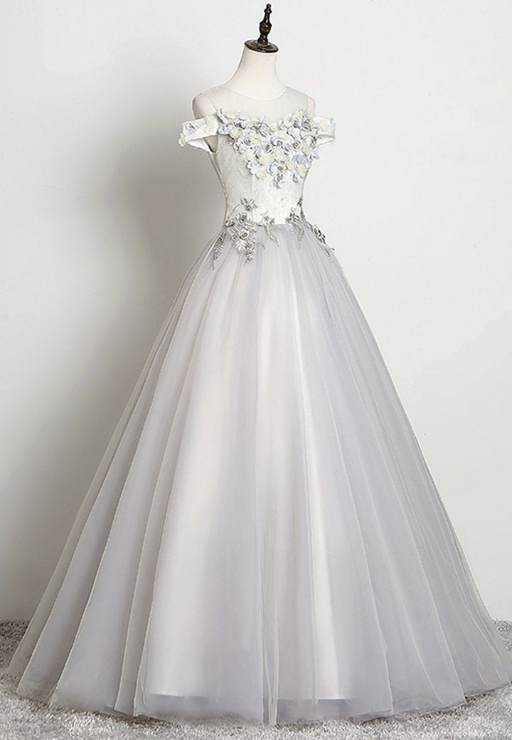 Elegant tulle appliqué prom gown formal dress M859