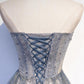 Gray tulle beads long prom dress evening dress M2258