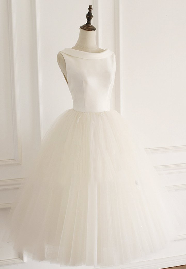 White tulle short prom dress homecoming dress M732
