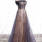 A line lace sequins long prom dress formal dress M863