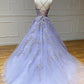 Purple lace long ball gown dress formal dress M2165