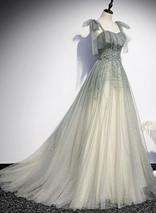 Elegant tulle long A line prom dress evening dress M2309