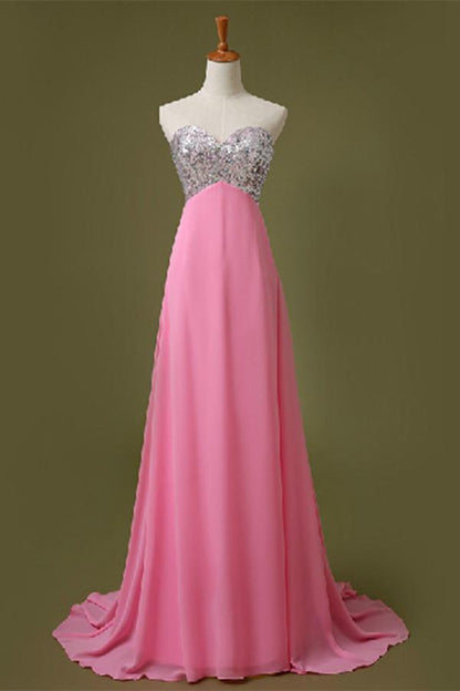 Sweetheart A-Line Beading Chiffon Prom Dress M1355