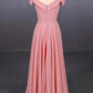 Strapless Floor Length Chiffon Pink Prom Dress, Simple A Line Bridesmaid Dress M1859