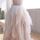 Vintage A Line Spaghetti Straps Blush Prom Dresses, Puffy Ruffles Party Dresses M1891