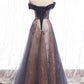 A line lace sequins long prom dress formal dress M863