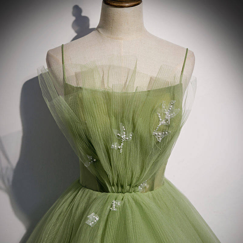 Spaghetti Straps Olive Green Tulle Ball Gown M882