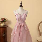 Elegant Blush Pink Tulle Long Formal Dress  M902