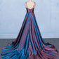 A Line V Neck Sleeveless Prom Dress, Spaghetti Straps Long Evening Dresses  M1847