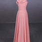 Strapless Floor Length Chiffon Pink Prom Dress, Simple A Line Bridesmaid Dress M1859