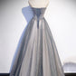 Gray tulle beads long prom dress evening dress M2258