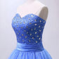Puffy Sweetheart Organza Floor Length Prom Dress with Beading, Strapless Evening Dress M1498