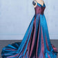 A Line V Neck Sleeveless Prom Dress, Spaghetti Straps Long Evening Dresses  M1847