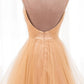 Shiny V Neck Backless Golden Long Prom Dress, Backless Golden Formal Dress, Golden Evening Dress M2984