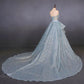 Gorgeous Strapless Puffy Prom Dress, Glitter Sheath Evening Dress with Detachable Train  M1851
