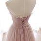 Pink tulle long A line prom dress pink evening dress M2216
