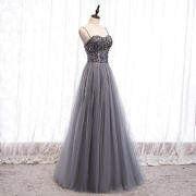 Charming Sequins Top Grey Tulle Prom Drsss M921