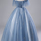 Blue tulle lace long ball gown dress formal dress M2131