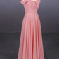 Strapless Floor Length Chiffon Pink Prom Dress, Simple A Line Bridesmaid Dress M1859