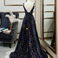 Sparkly Long A-line Lace Up Back Evening Prom Dresses Party Dress M1041