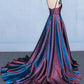 A Line V Neck Sleeveless Prom Dress, Spaghetti Straps Long Evening Dresses  M1847