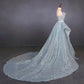 Gorgeous Strapless Puffy Prom Dress, Glitter Sheath Evening Dress with Detachable Train  M1851