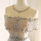 Gray tulle beads long prom dress evening dress  M646