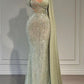 Sweetheart Strapless One Shoulder Sequined Floor-length Mermaid Prom dress,MD7088