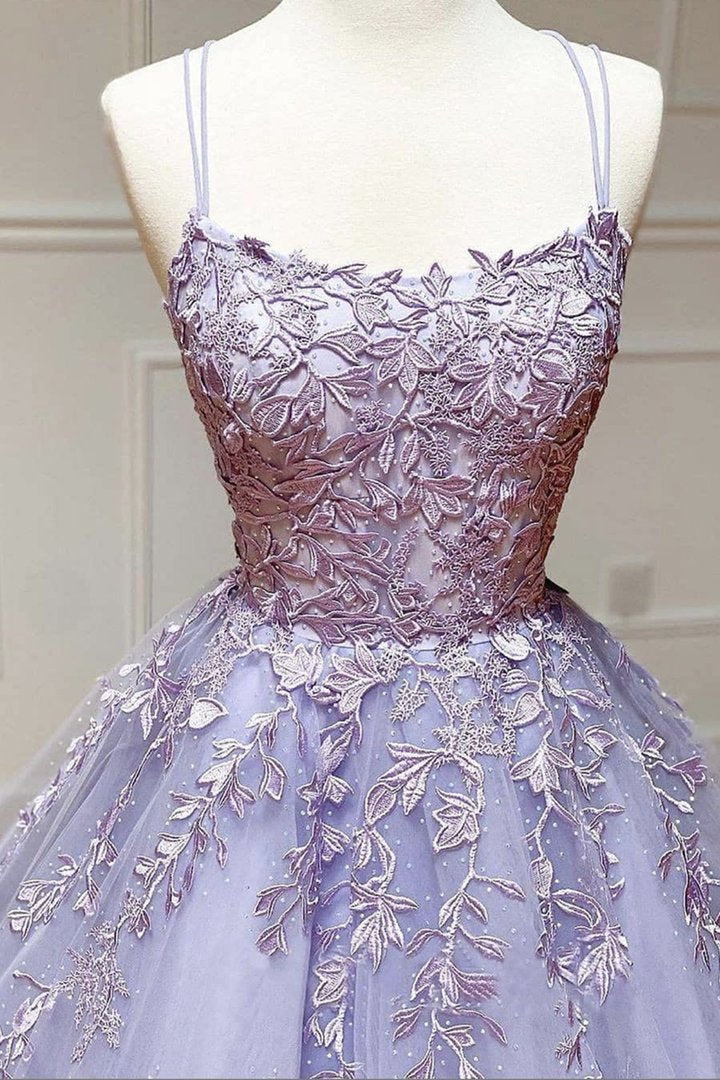 Purple lace long ball gown dress formal dress M2165