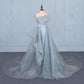 Gorgeous Strapless Puffy Prom Dress, Glitter Sheath Evening Dress with Detachable Train  M1851