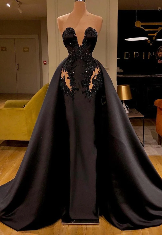 Custom Black African Wedding Reception Gown, Satin black wedding dress, African Lace Wedding Dress, Mermaid Prom Dress, Evening Party Dress M5769