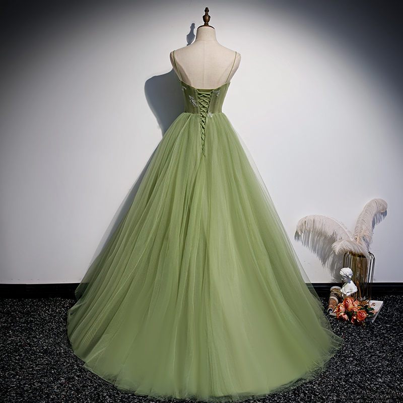 Light Green Beautiful Tulle Prom Dress 2022, Long Green Evening Party Dresses M5728