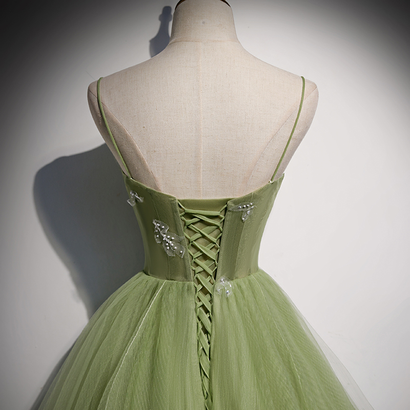 Light Green Beautiful Tulle Prom Dress 2022, Long Green Evening Party Dresses M5728