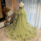 Beautiful Light Green Sweetheart Layers Princess Formal Gown, Green Tulle Long Party Dress prom dress M5761