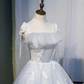 Short Silver Tulle Homecoming Dresses with Sleeves M6107