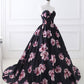 Black sweetheart neck satin long prom dress, black evening dress M4830