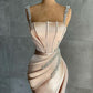 Stunning Sleeveless Mermaid Evening Dress Sparkly Crystal Slim Prom Dress M5570