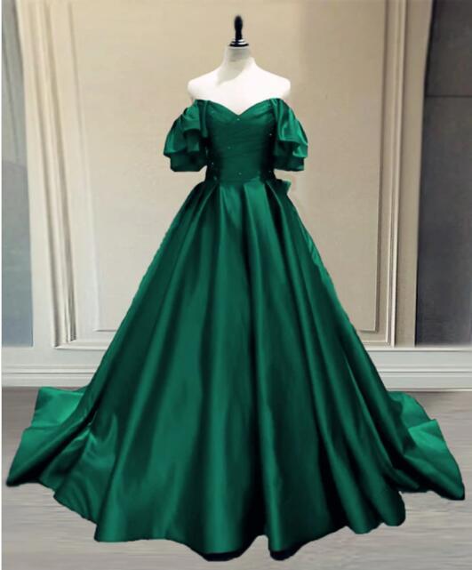 Ball Gown Princess Satin Off The Shoulder Prom Dresses M5675