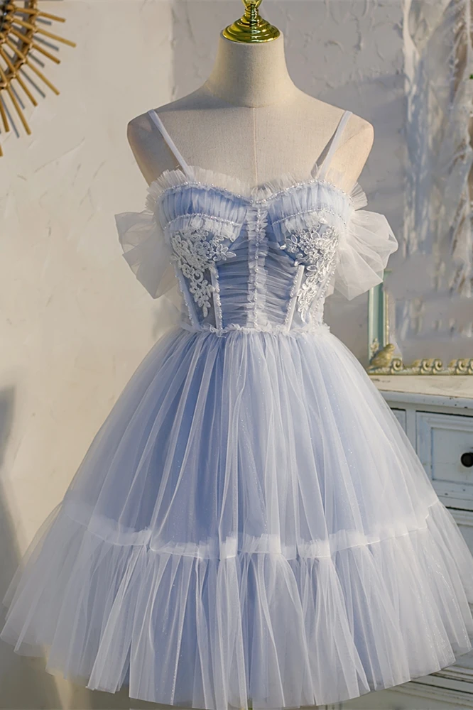 Sweet Light Blue A-line Short Party Dress M5910
