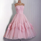 vintage pink tulle 50's prom dress Evening Dress Birthday Party Dress M6032