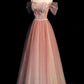 HIGH QUALITY TULLE BEADS LONG PROM DRESS A LINE EVENING DRESS M5767