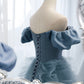 Off the Shoulder Blue Long Formal Dress M5512