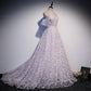Princess Lilac Floral Prom Dress with Cold Sleeves M5514