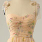 Champagne Embroidery Long Prom Dress M5762