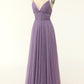 A Line Long Bridesmaid Dress with Ruffles M5692